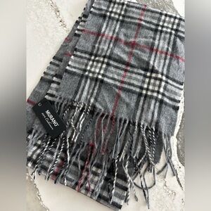 Murano Charcoal and Red Checkered Cashmere Scarf